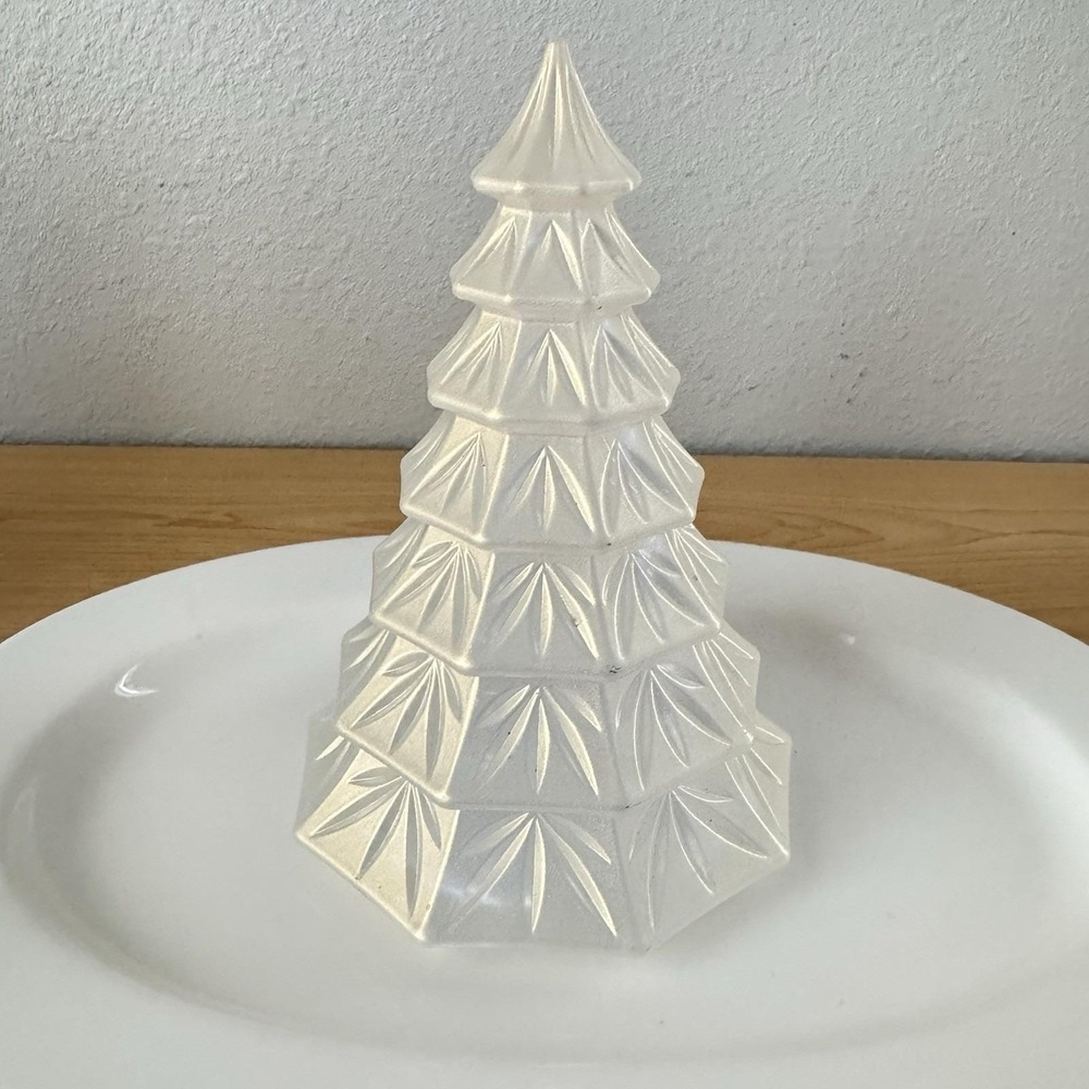Waterford Marquis Crystal Christmas Tree Iridescent Frosted 6.5" Vtg Germany - Picture 3 of 9